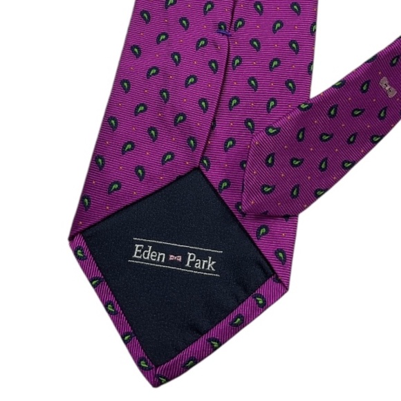 EDEN PARK Purple Paisley Silk LUXURY Tie ITALY - Picture 5 of 5